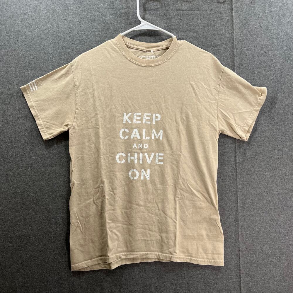 Chive Tees Shirt Adult Medium Cream Casual T Shirt Mens
